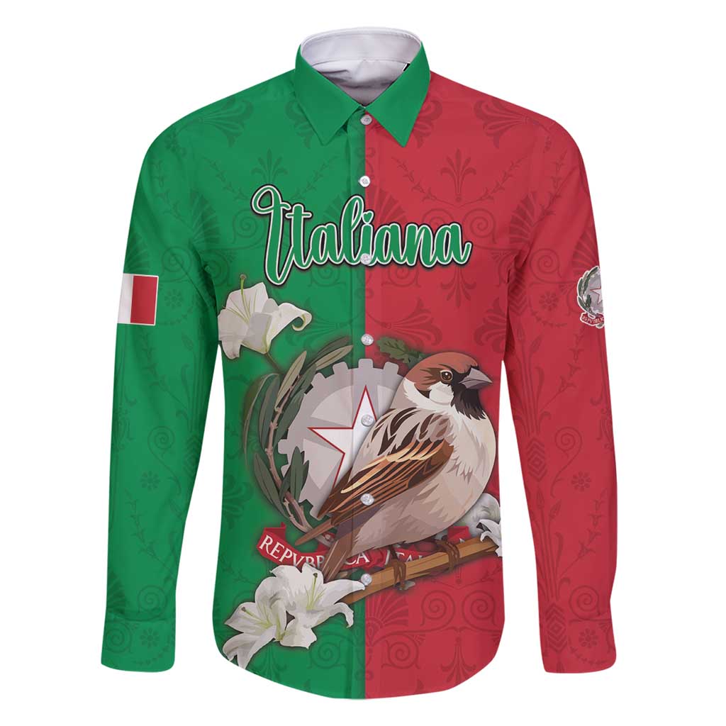Personalized Italy Family Matching Long Sleeve Bodycon Dress and Hawaiian Shirt Sparrow With Symbol Italiana - Wonder Print Shop