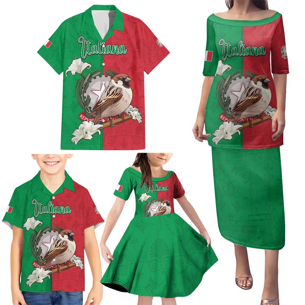 Personalized Italy Family Matching Puletasi and Hawaiian Shirt Sparrow With Symbol Italiana - Wonder Print Shop
