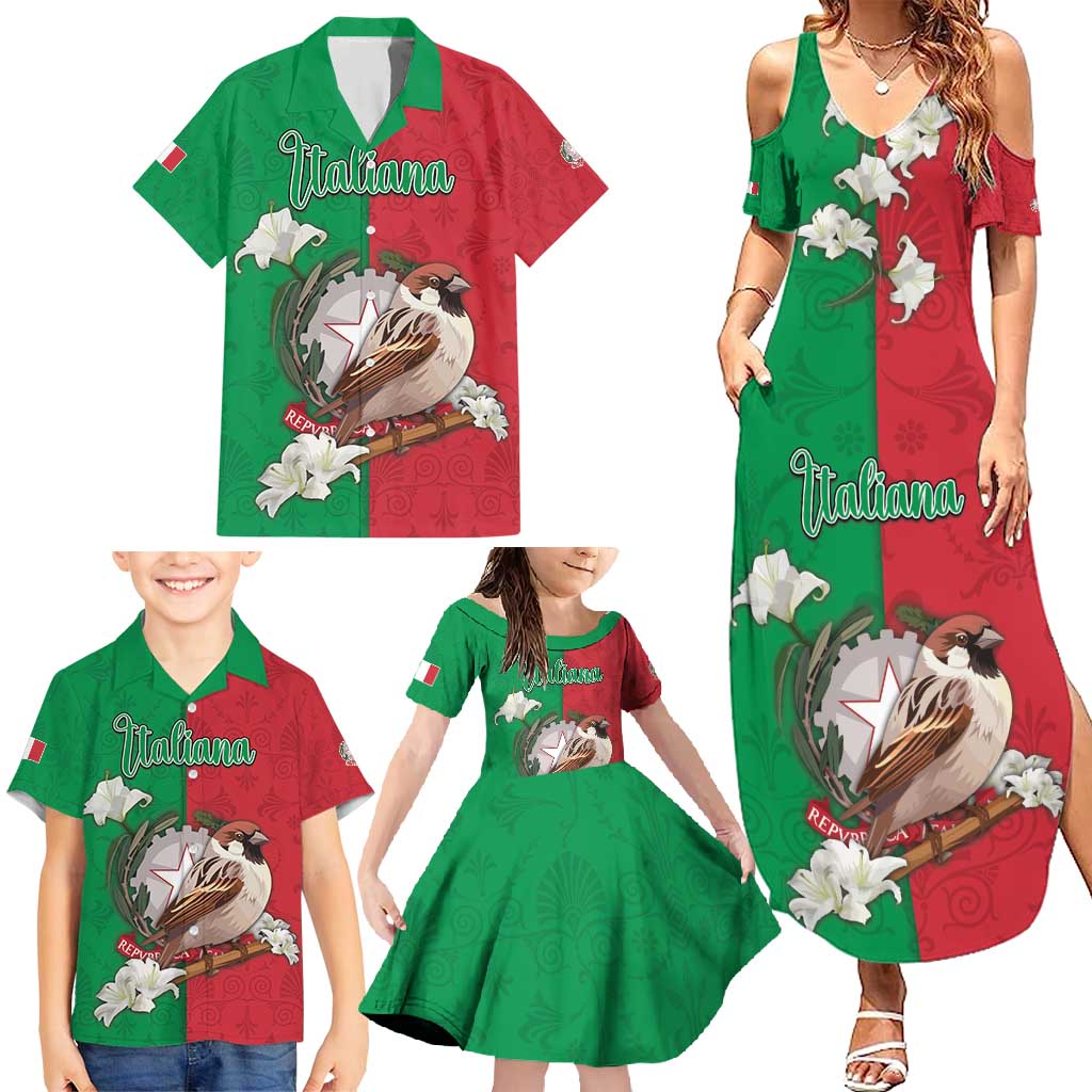 Personalized Italy Family Matching Summer Maxi Dress and Hawaiian Shirt Sparrow With Symbol Italiana - Wonder Print Shop