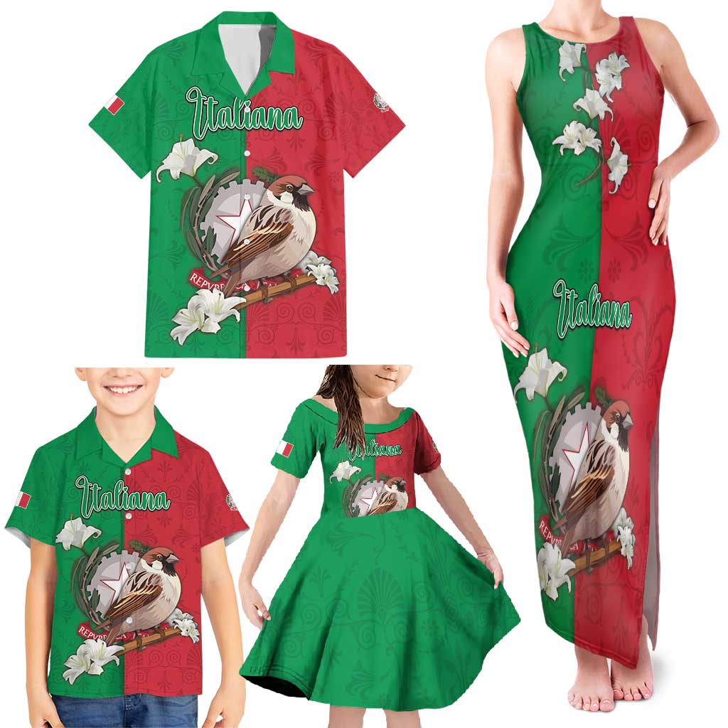 Personalized Italy Family Matching Tank Maxi Dress and Hawaiian Shirt Sparrow With Symbol Italiana - Wonder Print Shop