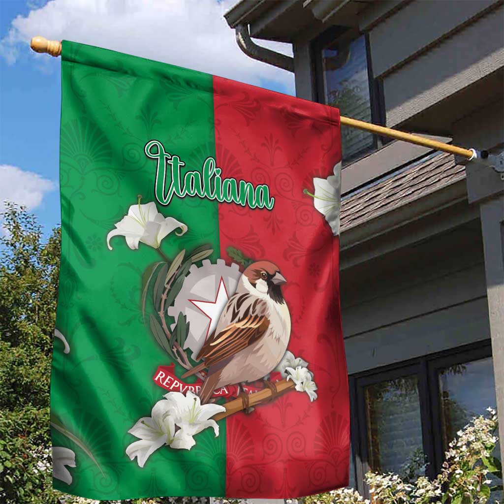 Italy Garden Flag Sparrow With Symbol Italiana - Wonder Print Shop