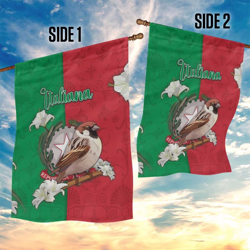 Italy Garden Flag Sparrow With Symbol Italiana - Wonder Print Shop