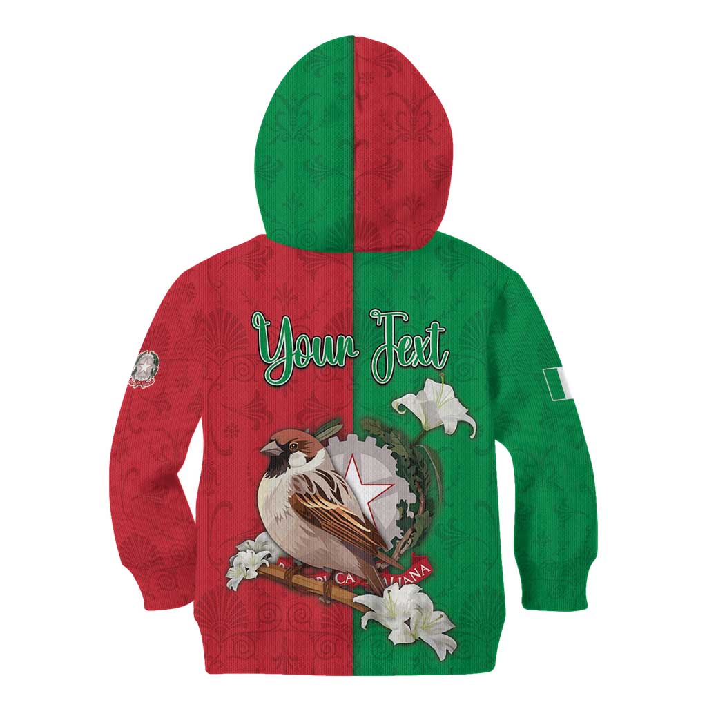 Personalized Italy Kid Hoodie Sparrow With Symbol Italiana - Wonder Print Shop