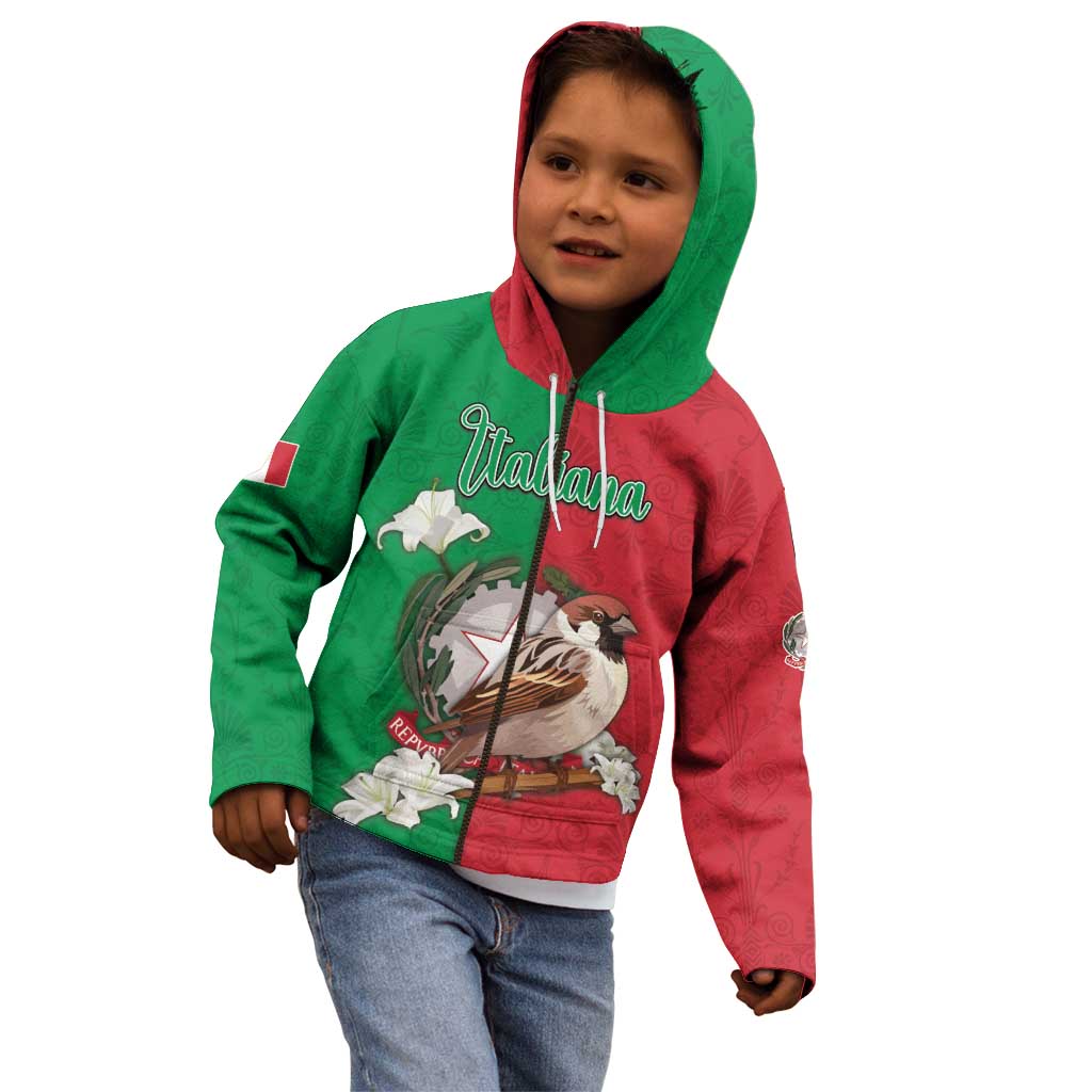 Personalized Italy Kid Hoodie Sparrow With Symbol Italiana - Wonder Print Shop