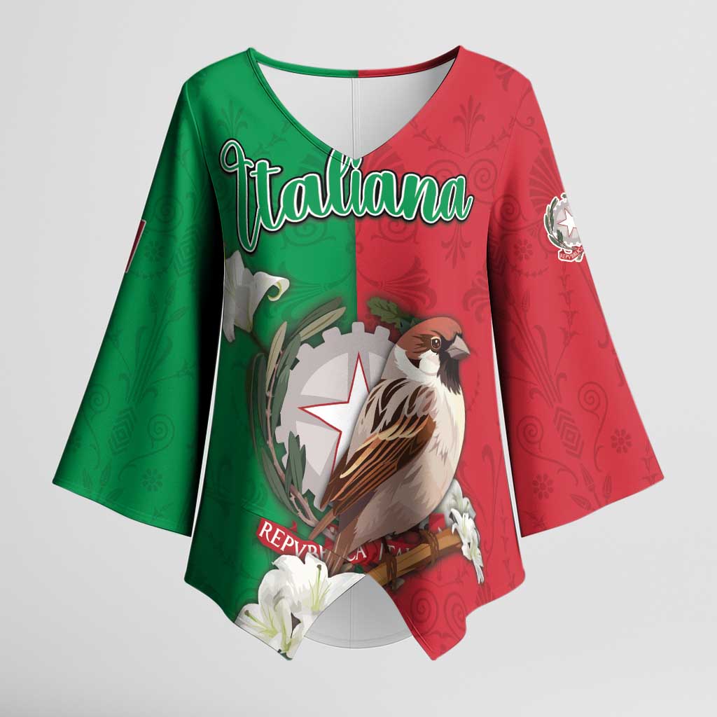 Personalized Italy Kimono Sleeve Blouse Sparrow With Symbol Italiana - Wonder Print Shop