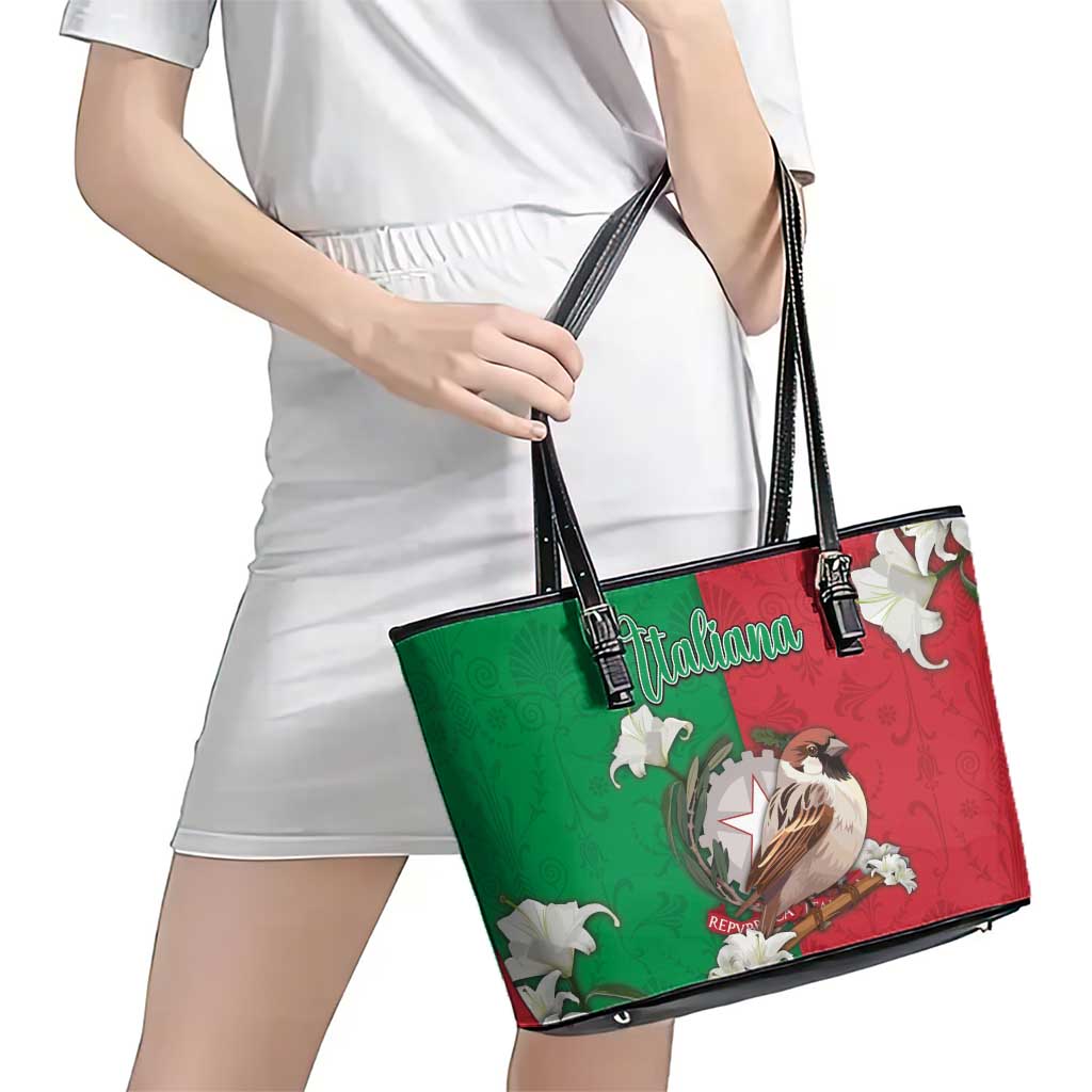 Italy Leather Tote Bag Sparrow With Symbol Italiana - Wonder Print Shop