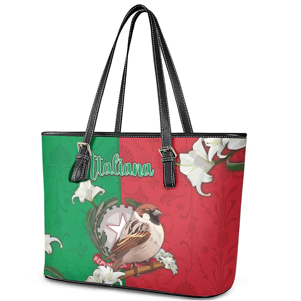 Italy Leather Tote Bag Sparrow With Symbol Italiana - Wonder Print Shop