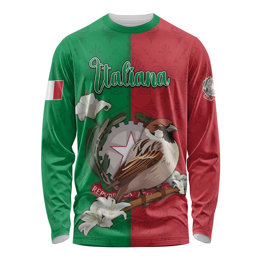 Personalized Italy Long Sleeve Shirt Sparrow With Symbol Italiana - Wonder Print Shop