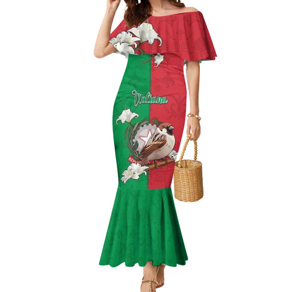 Personalized Italy Mermaid Dress Sparrow With Symbol Italiana - Wonder Print Shop