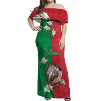 Personalized Italy Off Shoulder Maxi Dress Sparrow With Symbol Italiana - Wonder Print Shop