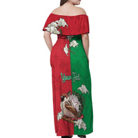 Personalized Italy Off Shoulder Maxi Dress Sparrow With Symbol Italiana - Wonder Print Shop