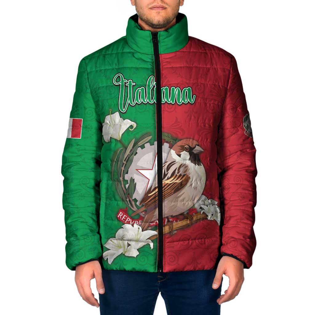 Personalized Italy Padded Jacket Sparrow With Symbol Italiana - Wonder Print Shop
