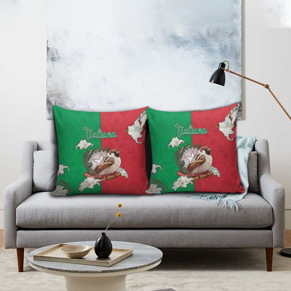 Italy Pillow Cover Sparrow With Symbol Italiana - Wonder Print Shop