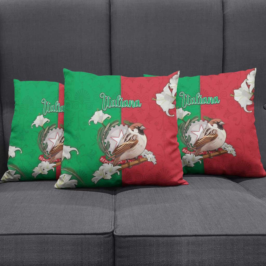 Italy Pillow Cover Sparrow With Symbol Italiana - Wonder Print Shop