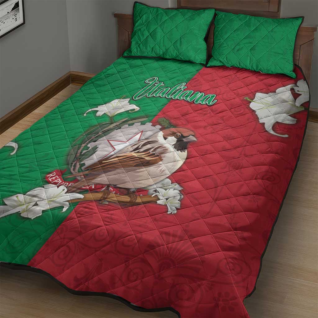 Italy Quilt Bed Set Sparrow With Symbol Italiana - Wonder Print Shop