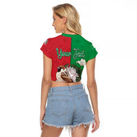 Personalized Italy Raglan Cropped T Shirt Sparrow With Symbol Italiana - Wonder Print Shop