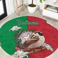 Italy Round Carpet Sparrow With Symbol Italiana - Wonder Print Shop