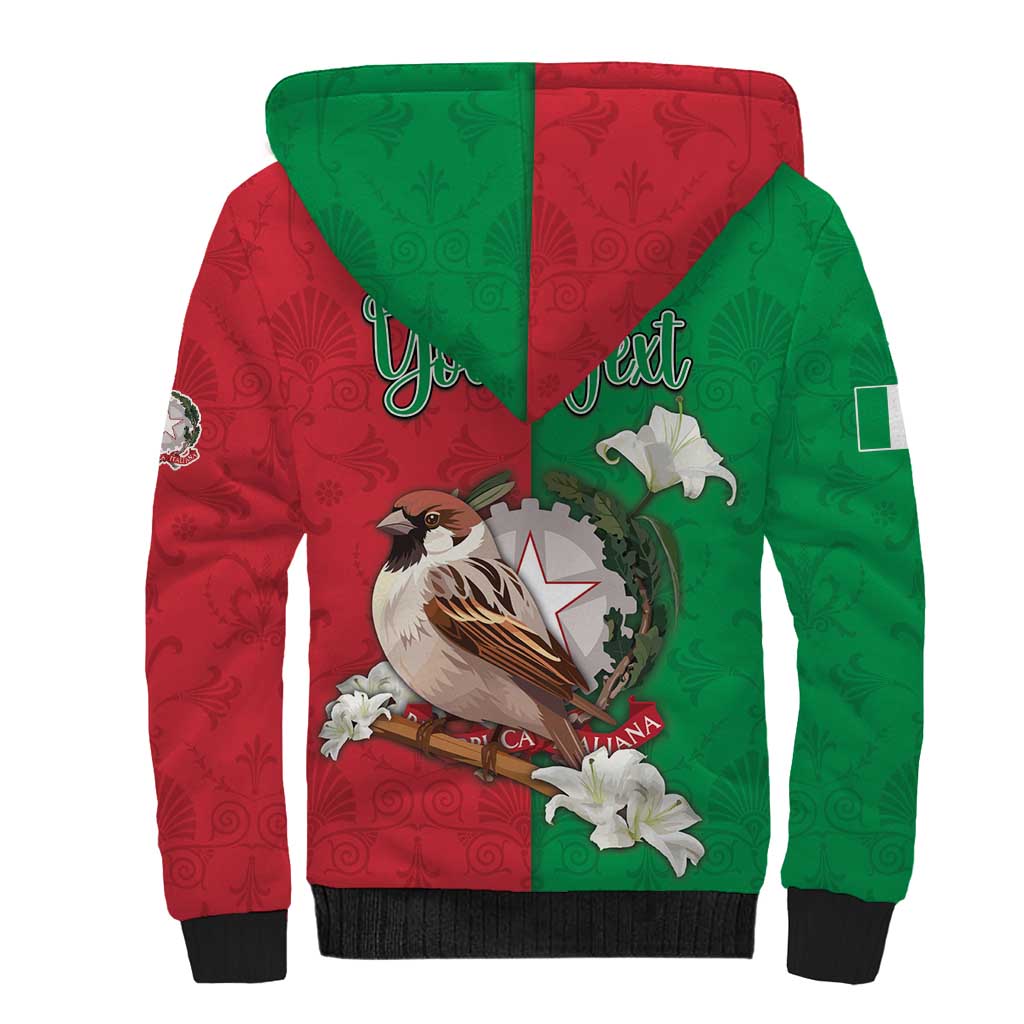 Personalized Italy Sherpa Hoodie Sparrow With Symbol Italiana - Wonder Print Shop