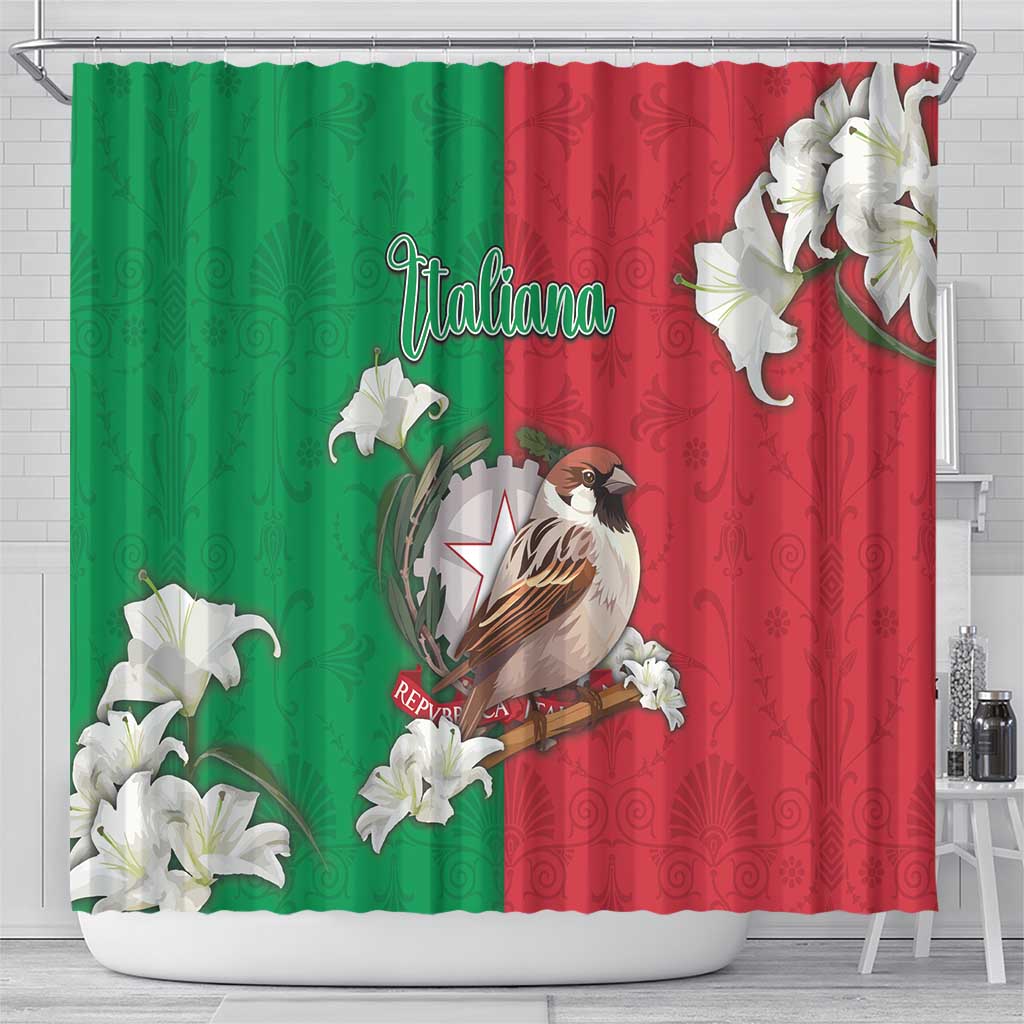 Italy Shower Curtain Sparrow With Symbol Italiana - Wonder Print Shop