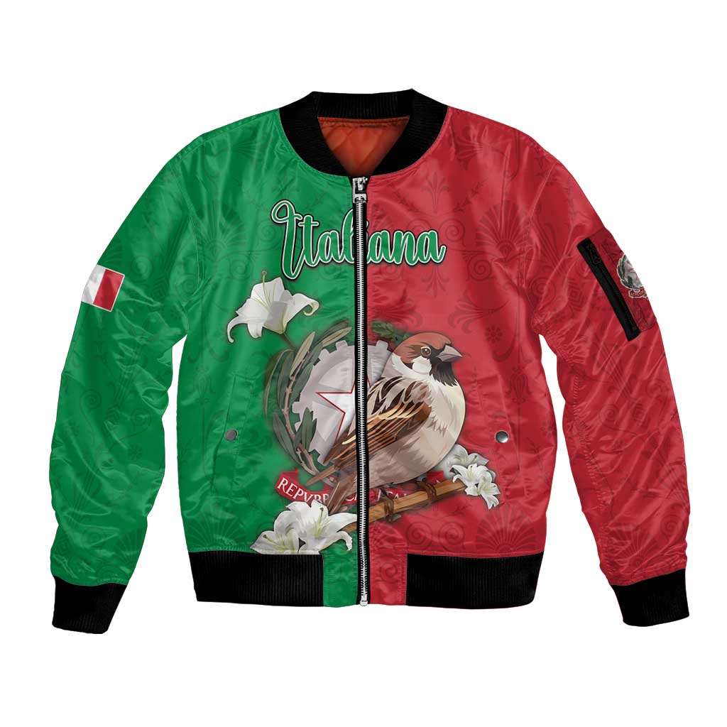 Personalized Italy Sleeve Zip Bomber Jacket Sparrow With Symbol Italiana - Wonder Print Shop