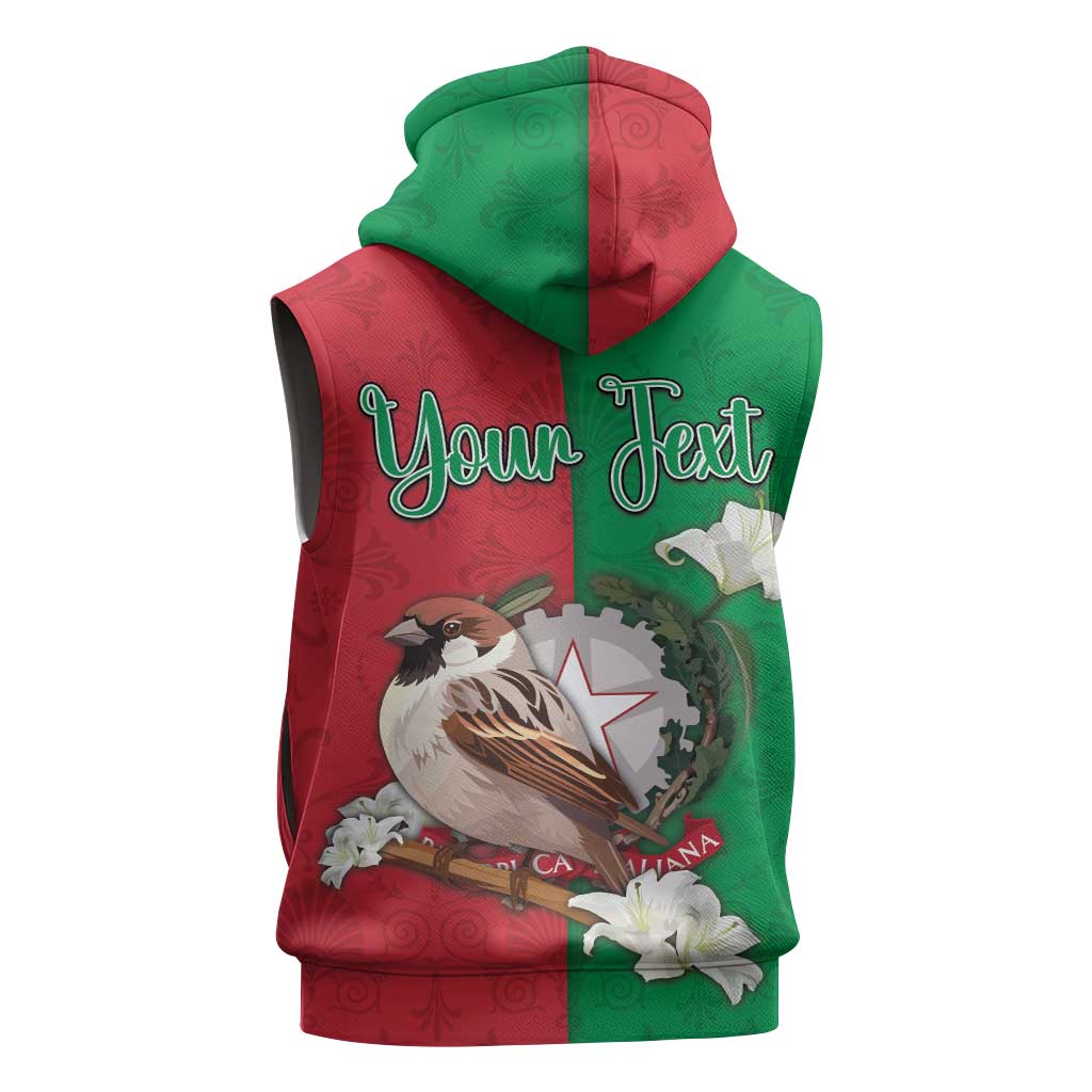 Personalized Italy Sleeveless Zip Hoodie Sparrow With Symbol Italiana - Wonder Print Shop