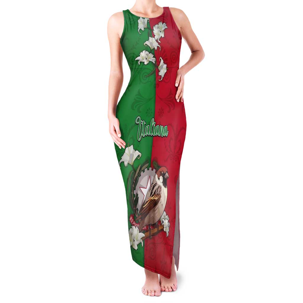 Personalized Italy Tank Maxi Dress Sparrow With Symbol Italiana - Wonder Print Shop