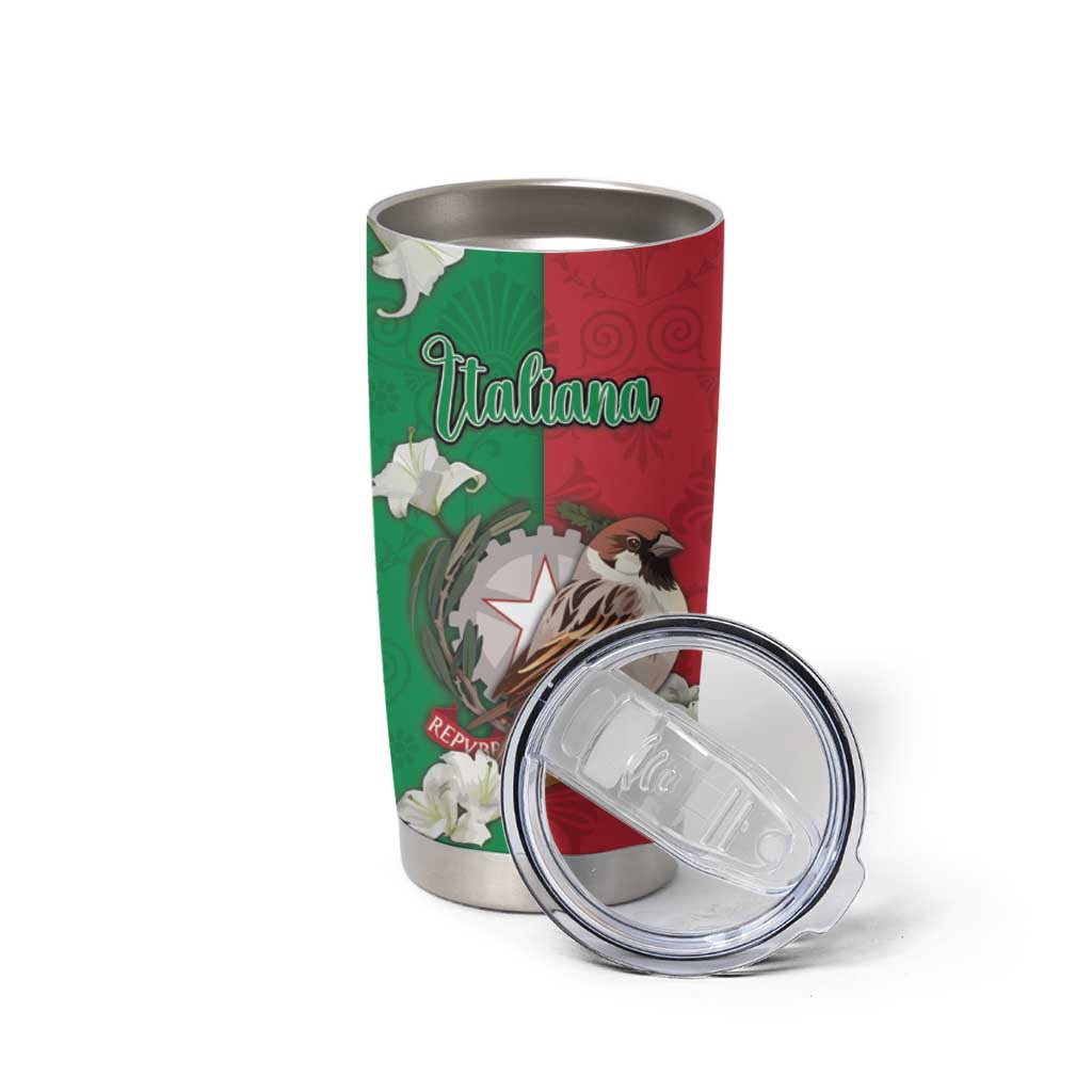 Personalized Italy Tumbler Cup Sparrow With Symbol Italiana - Wonder Print Shop