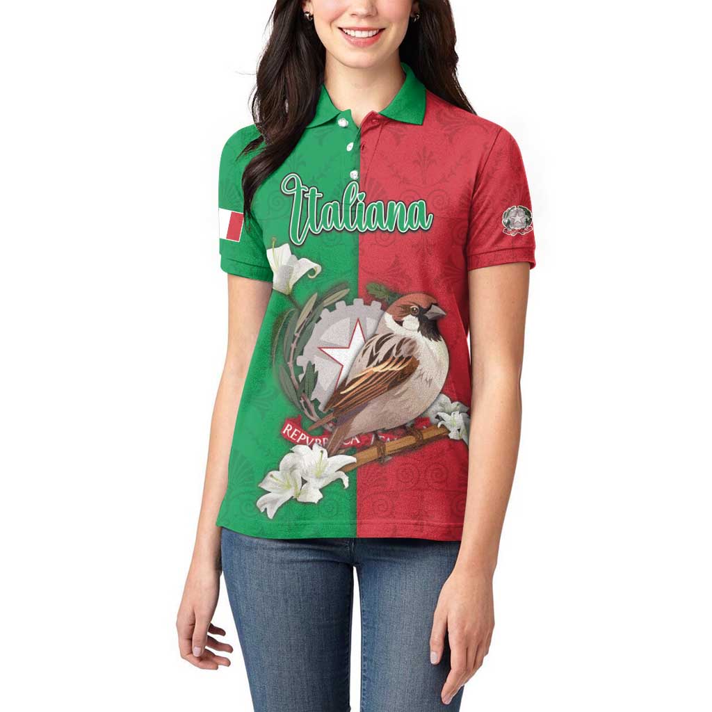 Personalized Italy Women Polo Shirt Sparrow With Symbol Italiana - Wonder Print Shop