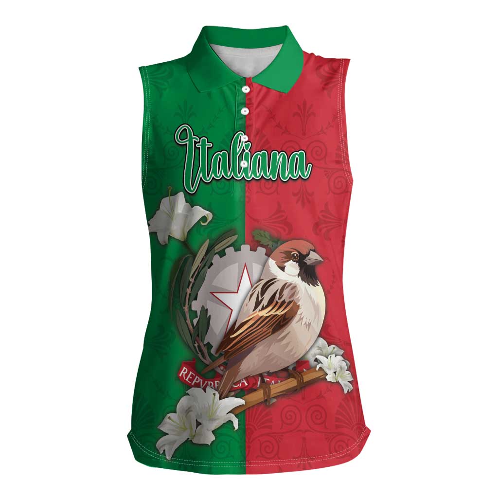 Personalized Italy Women Sleeveless Polo Shirt Sparrow With Symbol Italiana - Wonder Print Shop