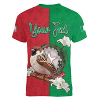 Personalized Italy Women V-Neck T-Shirt Sparrow With Symbol Italiana - Wonder Print Shop