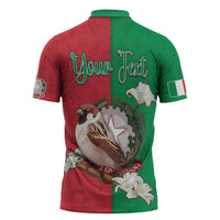 Personalized Italy Zipper Polo Shirt Sparrow With Symbol Italiana - Wonder Print Shop