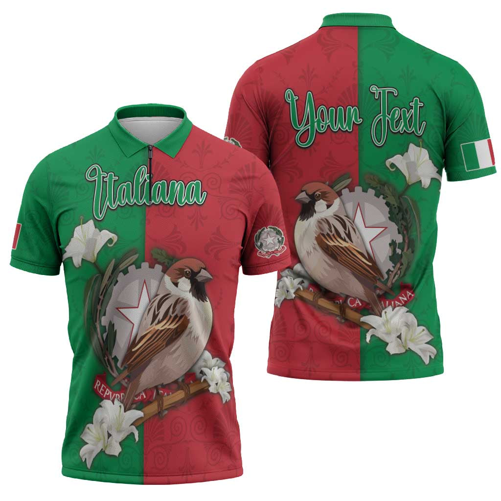 Personalized Italy Zipper Polo Shirt Sparrow With Symbol Italiana - Wonder Print Shop