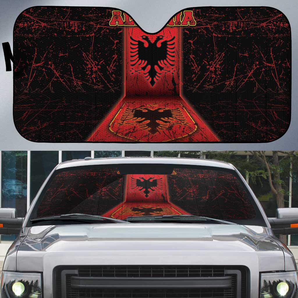 Albania Auto Sun Shade Black Double Headed Eagle - Wonder Print Shop