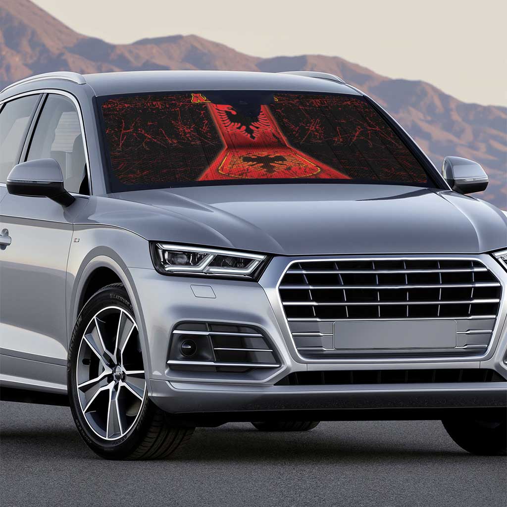 Albania Auto Sun Shade Black Double Headed Eagle - Wonder Print Shop