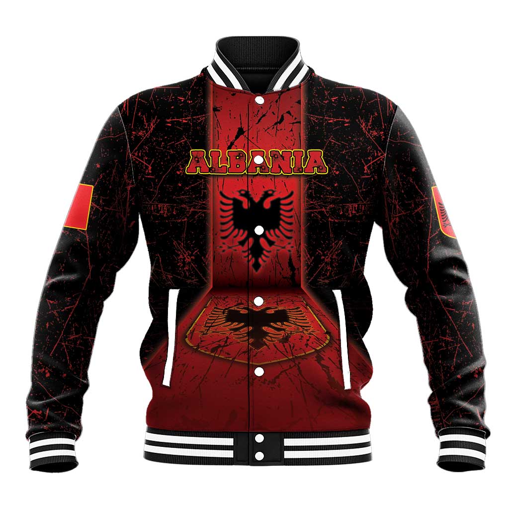Personalized Albania Baseball Jacket Black Double Headed Eagle - Wonder Print Shop