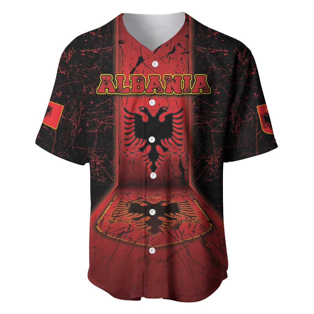 Personalized Albania Baseball Jersey Black Double Headed Eagle - Wonder Print Shop