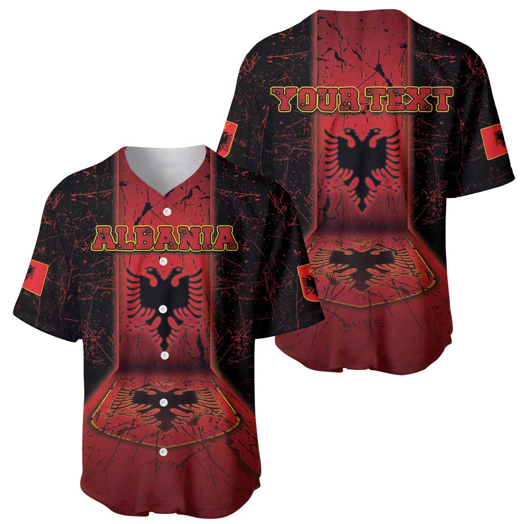Personalized Albania Baseball Jersey Black Double Headed Eagle - Wonder Print Shop