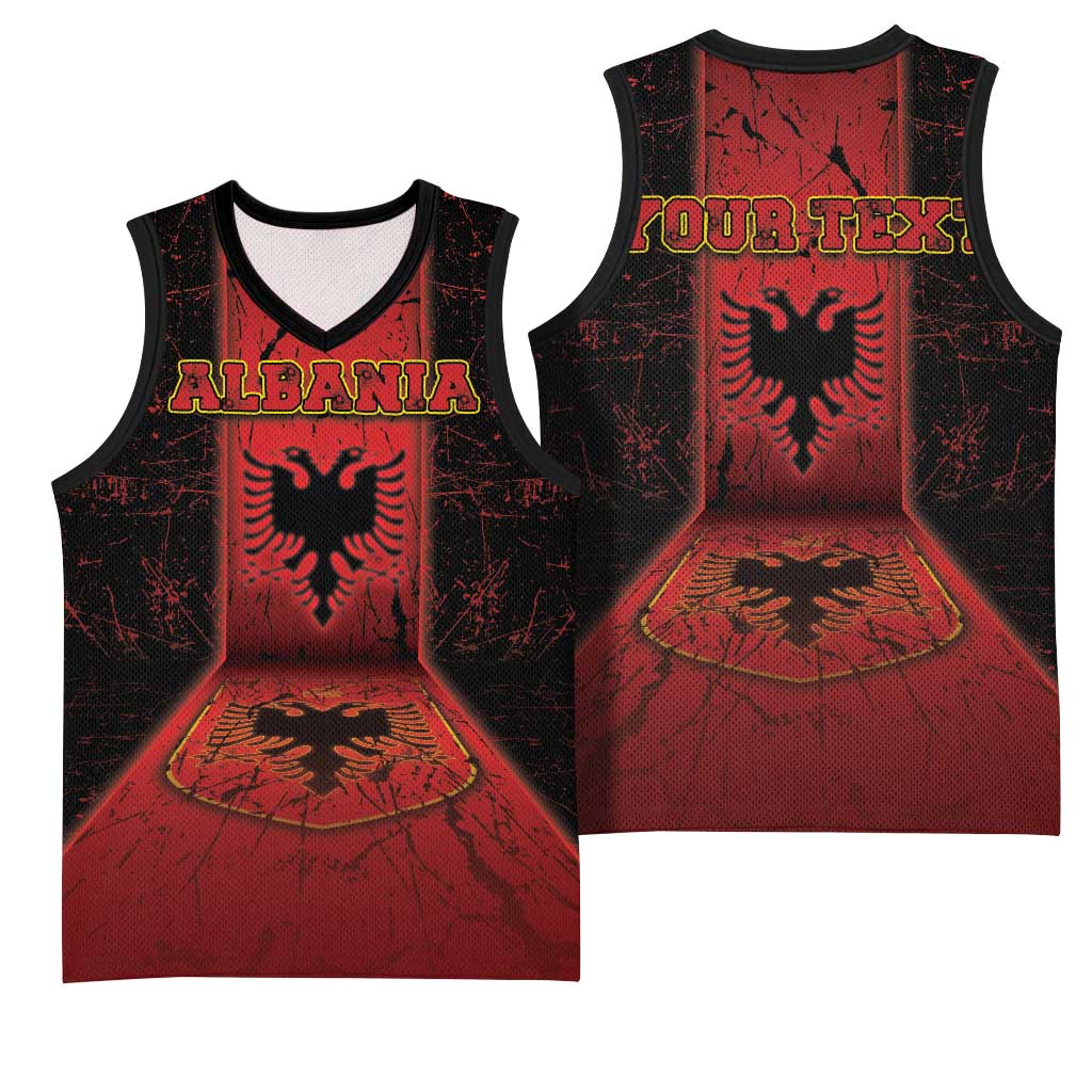 Personalized Albania Basketball Jersey Black Double Headed Eagle - Wonder Print Shop