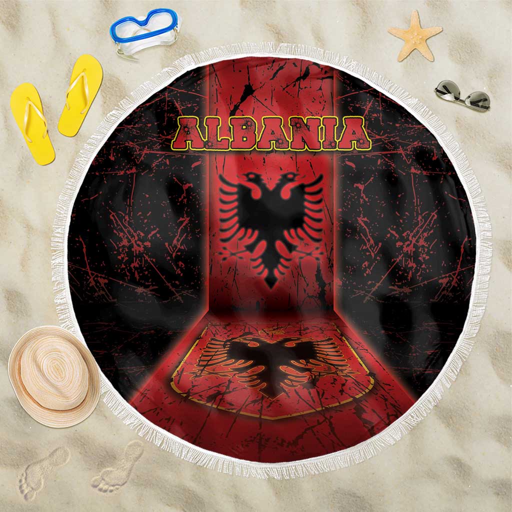 Albania Beach Blanket Black Double Headed Eagle - Wonder Print Shop