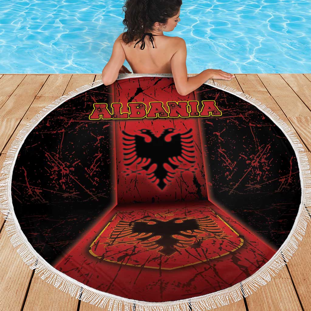 Albania Beach Blanket Black Double Headed Eagle - Wonder Print Shop