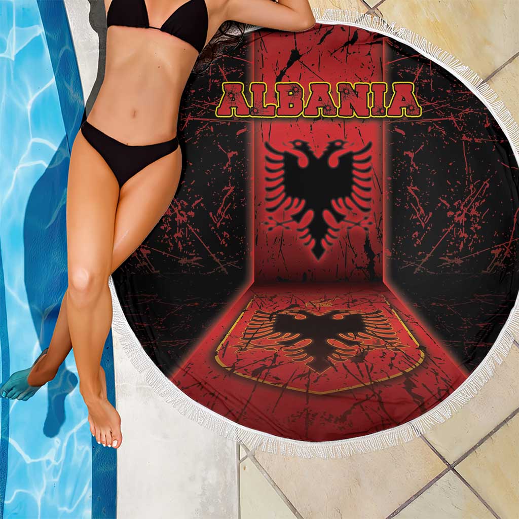 Albania Beach Blanket Black Double Headed Eagle - Wonder Print Shop