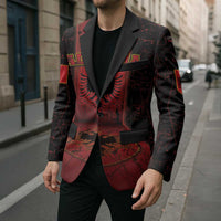 Personalized Albania Blazer Black Double Headed Eagle - Wonder Print Shop