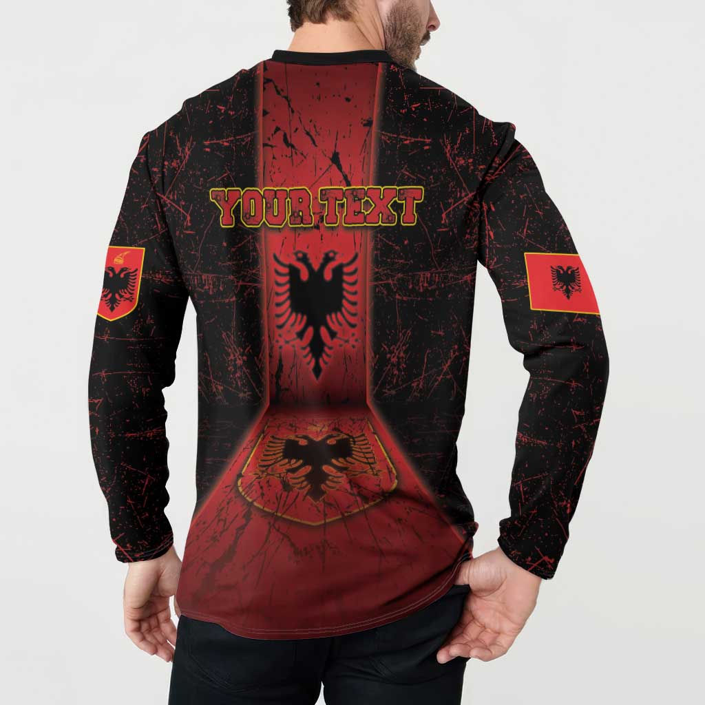 Personalized Albania Button Sweatshirt Black Double Headed Eagle - Wonder Print Shop