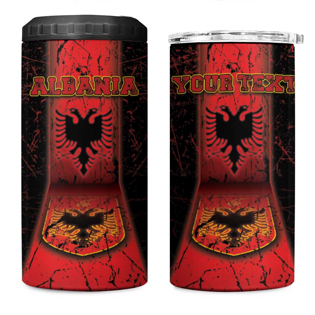 Personalized Albania 4 in 1 Can Cooler Tumbler Black Double Headed Eagle - Wonder Print Shop