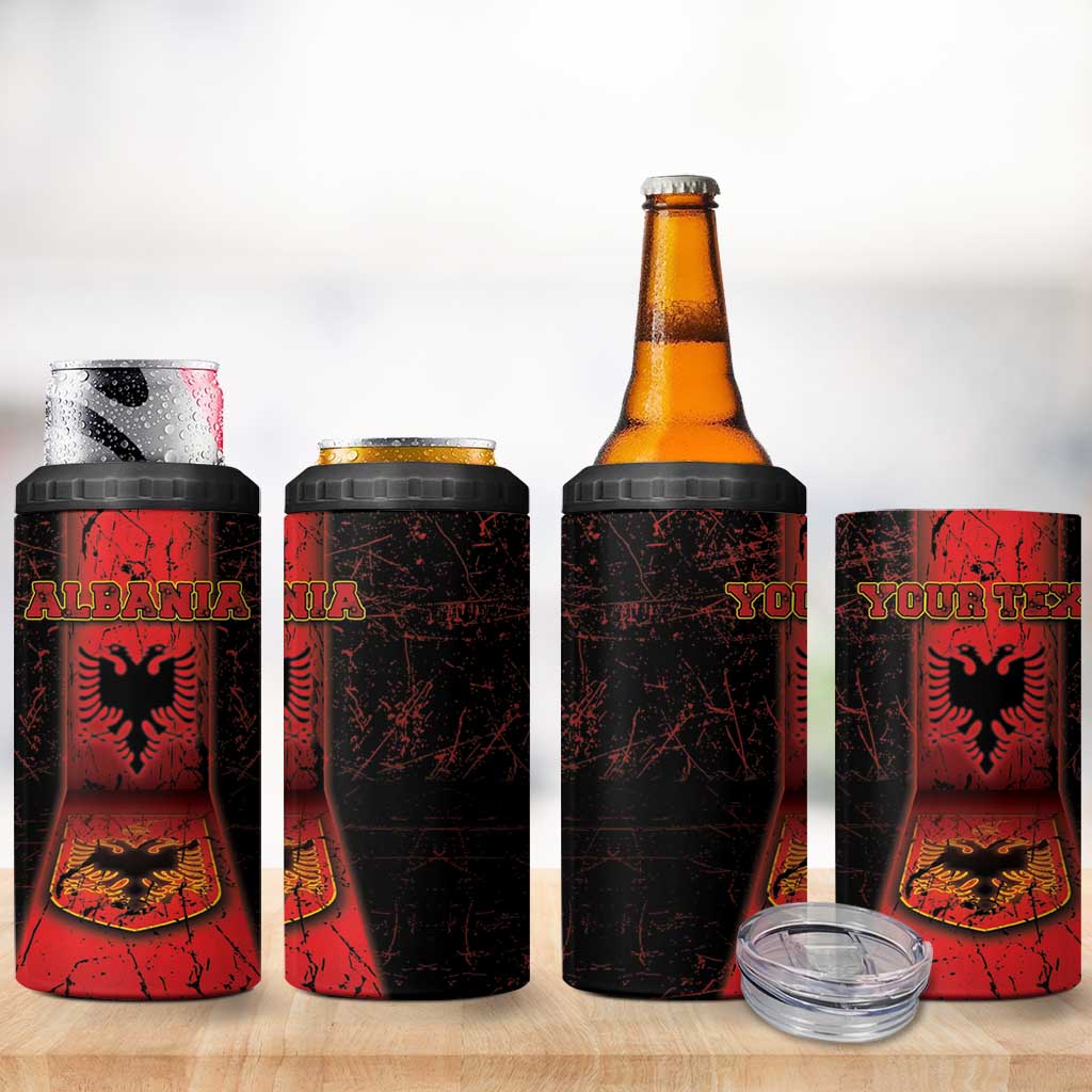 Personalized Albania 4 in 1 Can Cooler Tumbler Black Double Headed Eagle - Wonder Print Shop