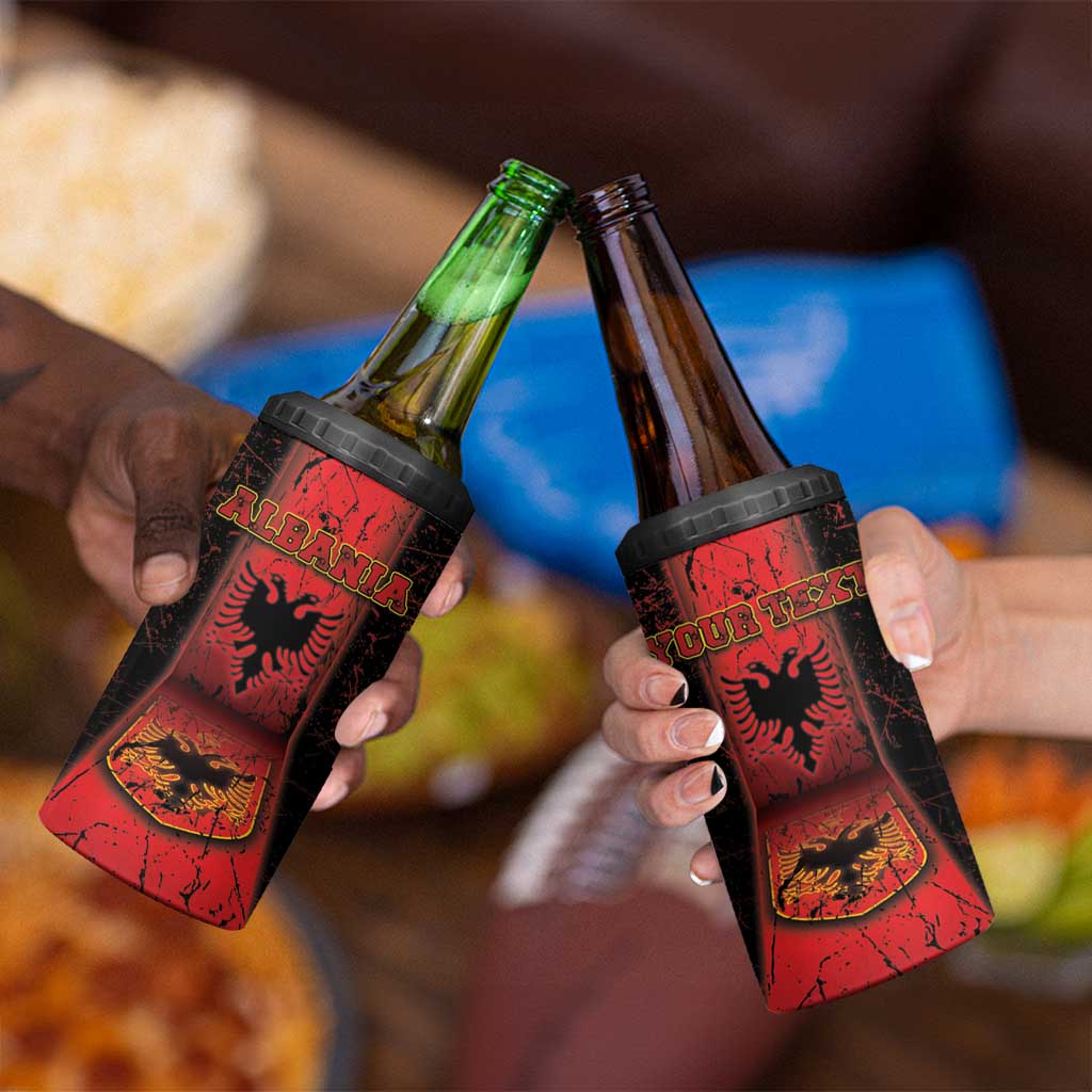 Personalized Albania 4 in 1 Can Cooler Tumbler Black Double Headed Eagle - Wonder Print Shop