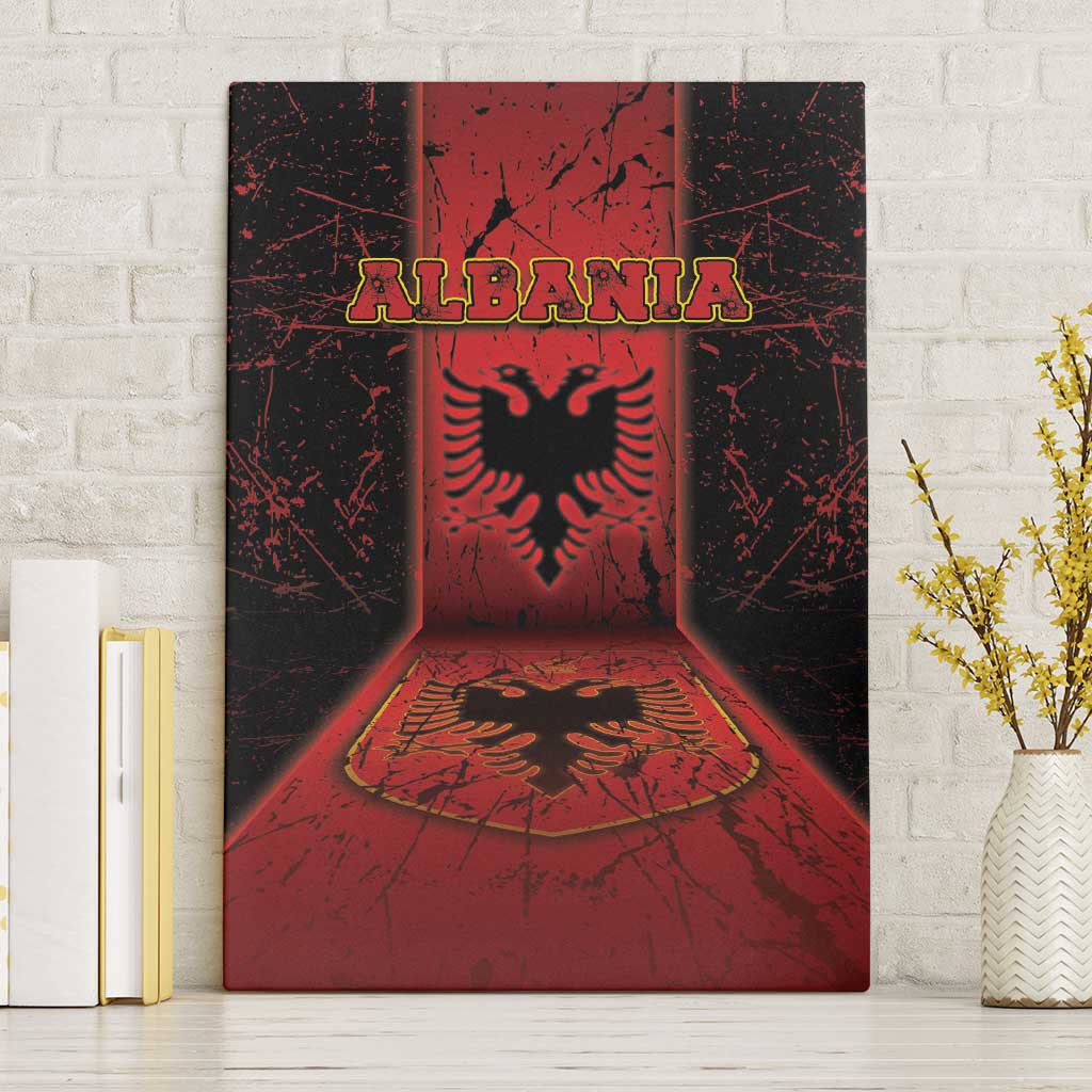 Albania Canvas Wall Art Black Double Headed Eagle - Wonder Print Shop