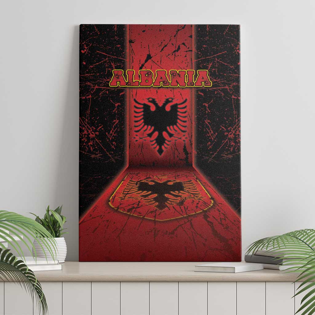 Albania Canvas Wall Art Black Double Headed Eagle - Wonder Print Shop