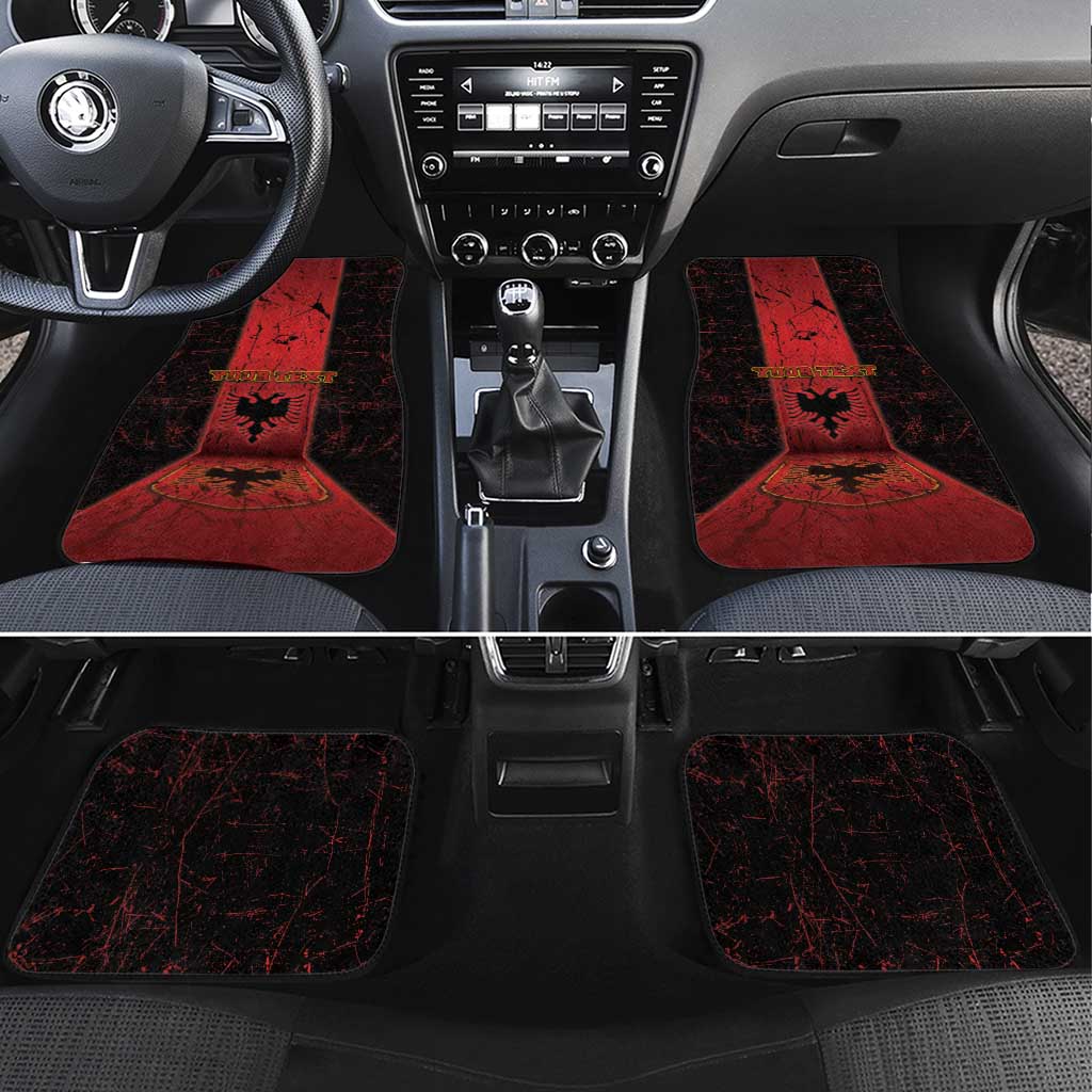 Albania Car Mats Black Double Headed Eagle - Wonder Print Shop