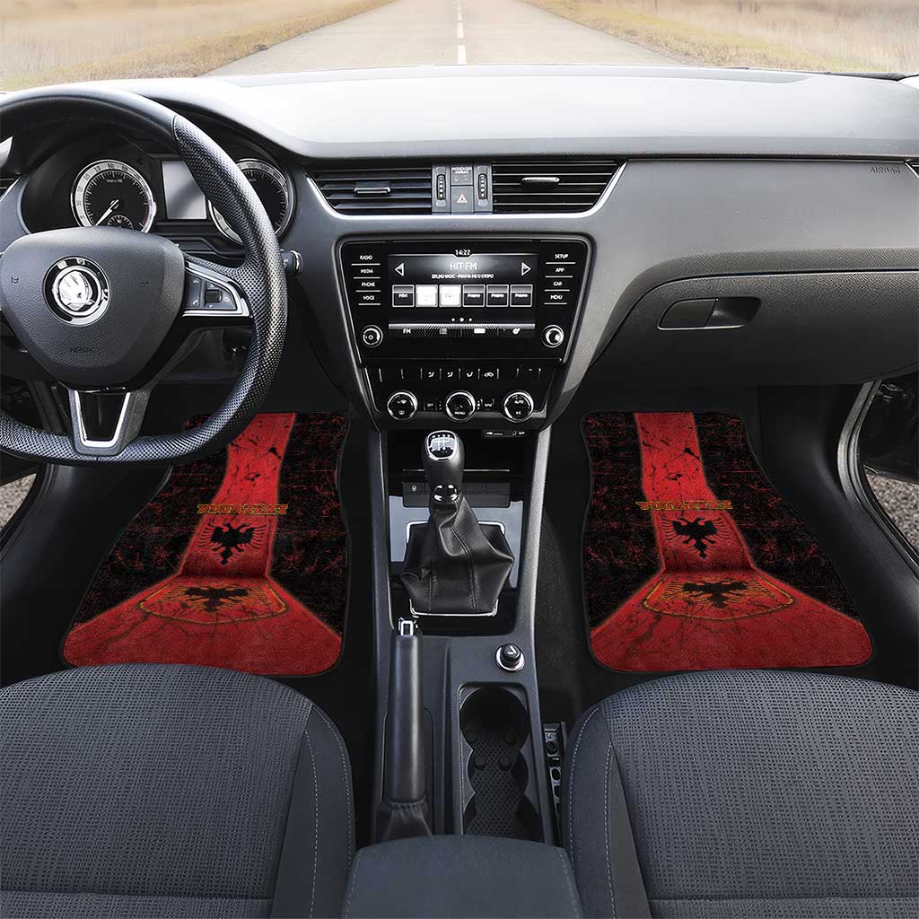 Albania Car Mats Black Double Headed Eagle - Wonder Print Shop